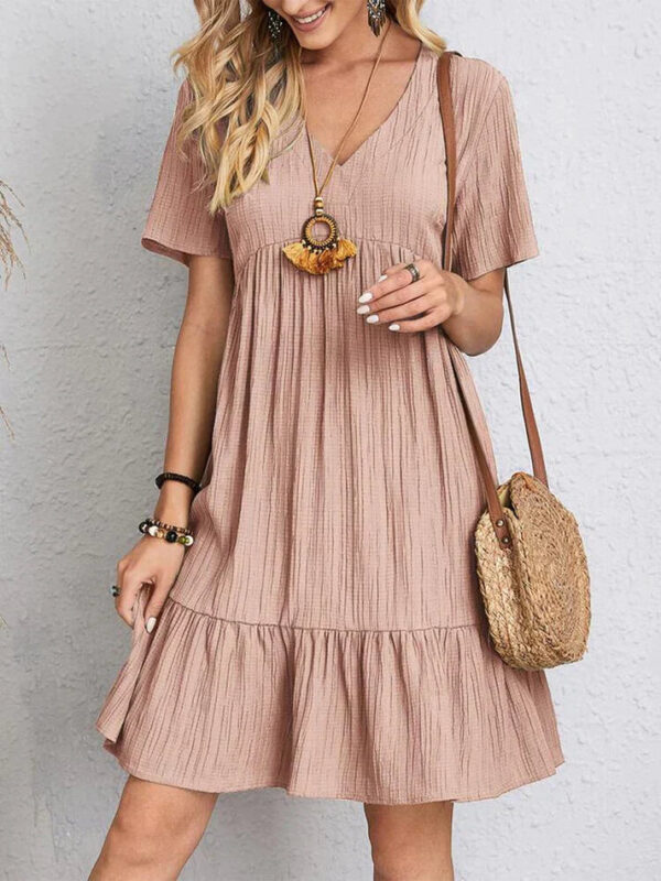 Malia – Tunika Kleid Midi mit fließendem Schnitt & elegantem V-Ausschnitt - Image 4