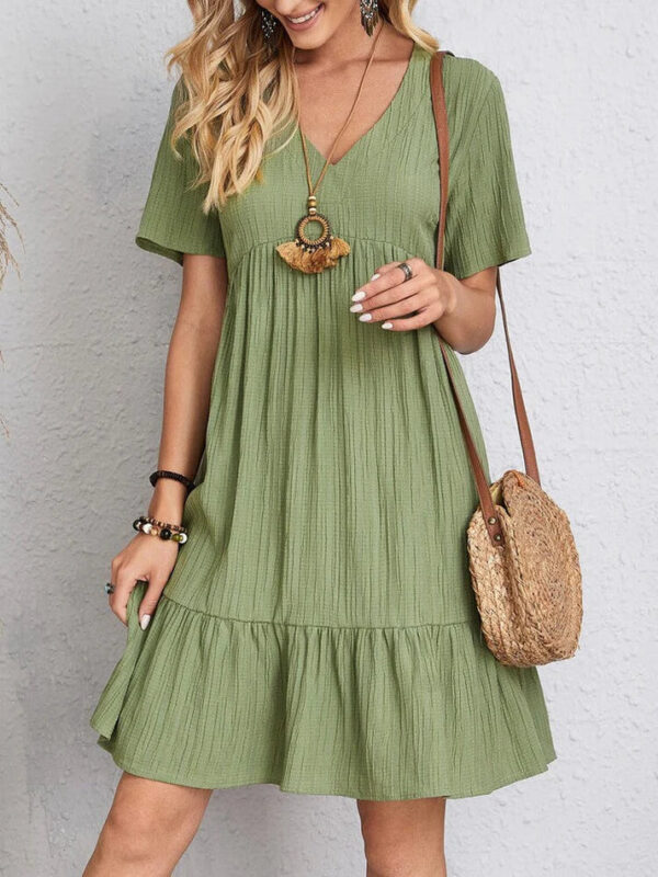 Malia – Tunika Kleid Midi mit fließendem Schnitt & elegantem V-Ausschnitt