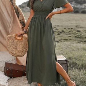 Elise – Elegantes Tunika Kleid mit Stehkragen & Kurzarm für den Sommer